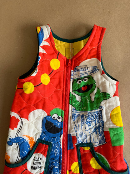 RTS | quilted Sesame Street flood length Ziggy romper | size 2yr
