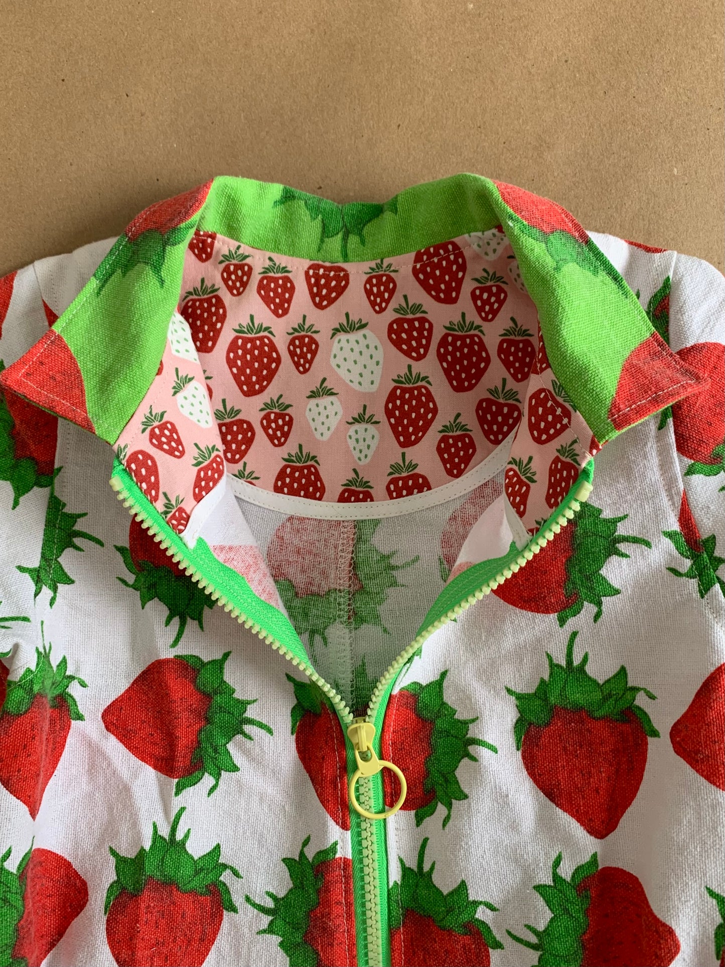 RTS | short sleeve strawberry boiler suit | size 6yr