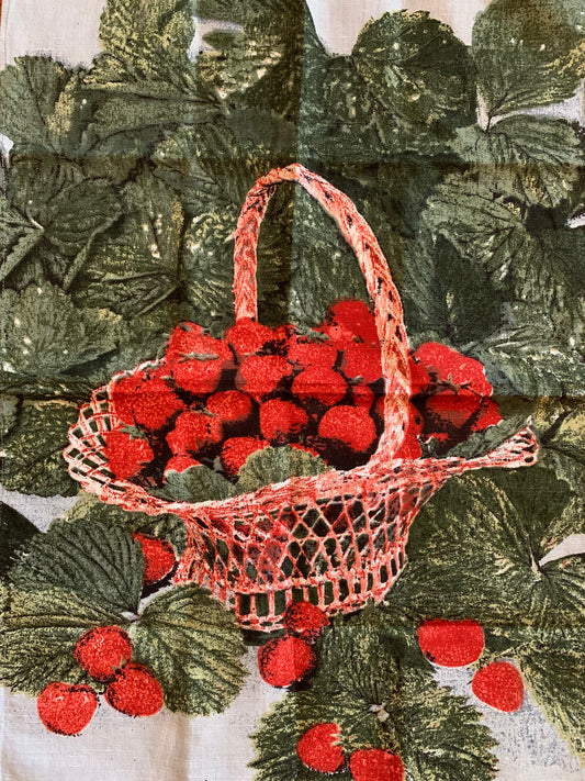 Strawberry basket tea towel