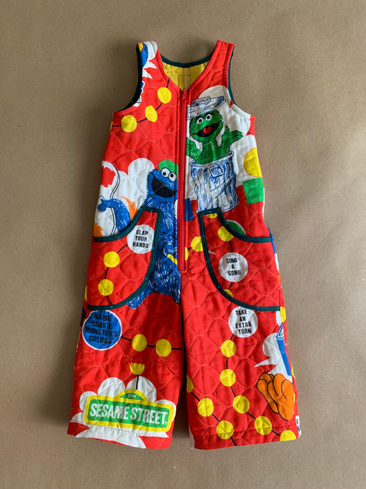 RTS | quilted Sesame Street flood length Ziggy romper | size 2yr