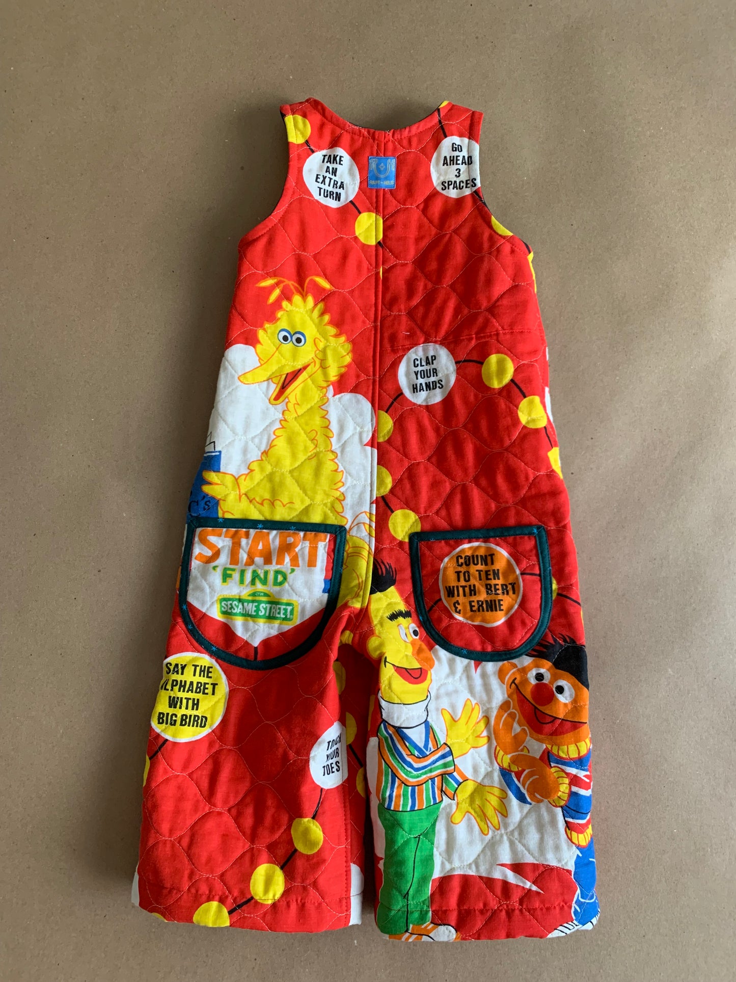 RTS | quilted Sesame Street flood length Ziggy romper | size 2yr