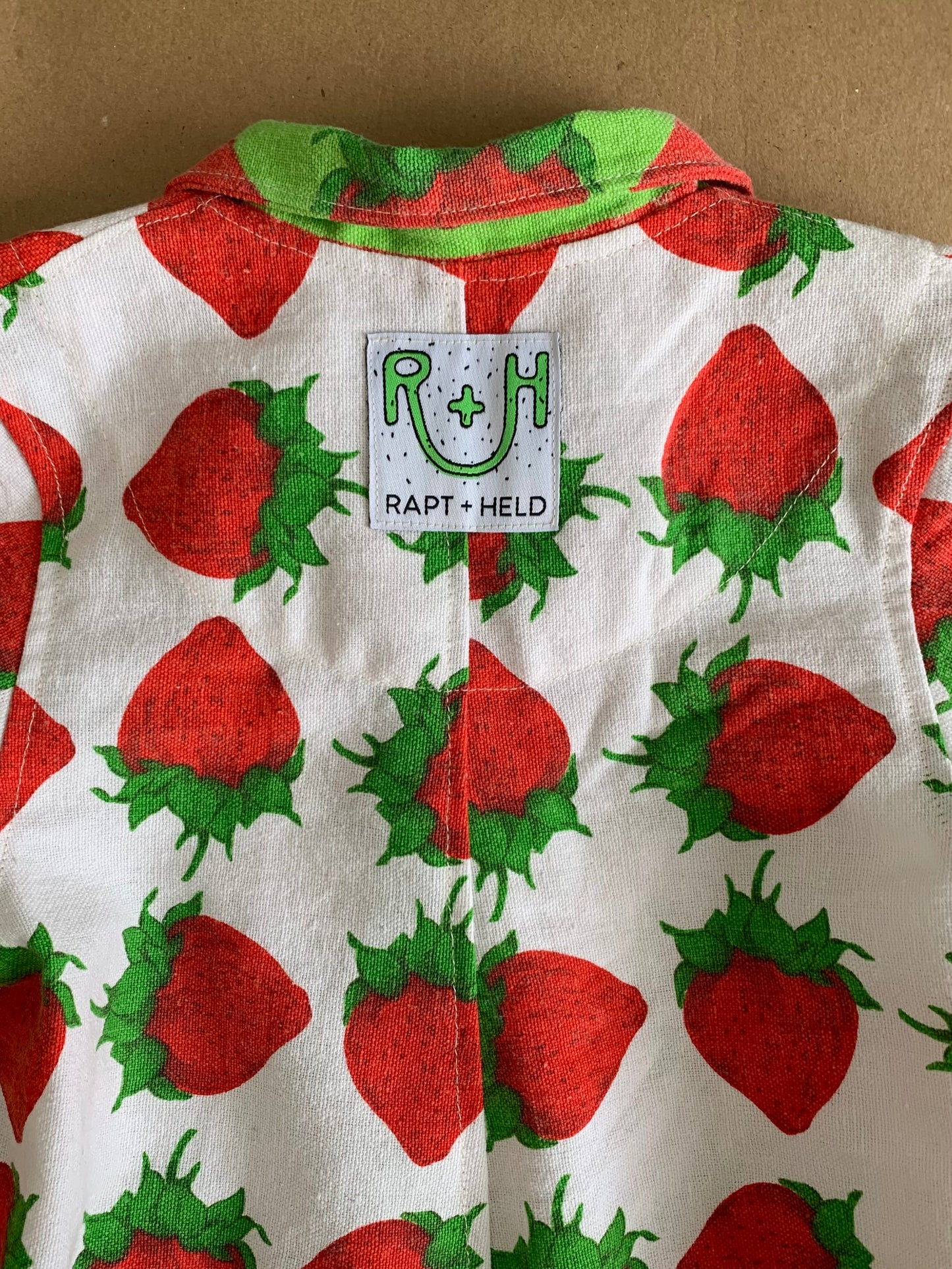RTS | short sleeve strawberry boiler suit | size 6yr