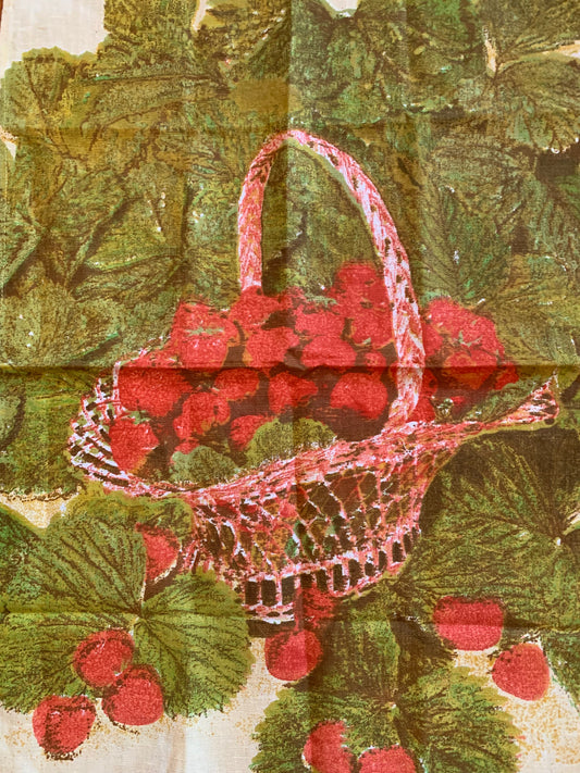 Strawberry basket tea towel