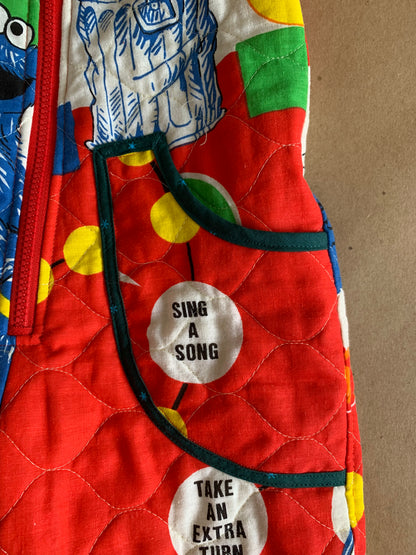 RTS | quilted Sesame Street flood length Ziggy romper | size 2yr