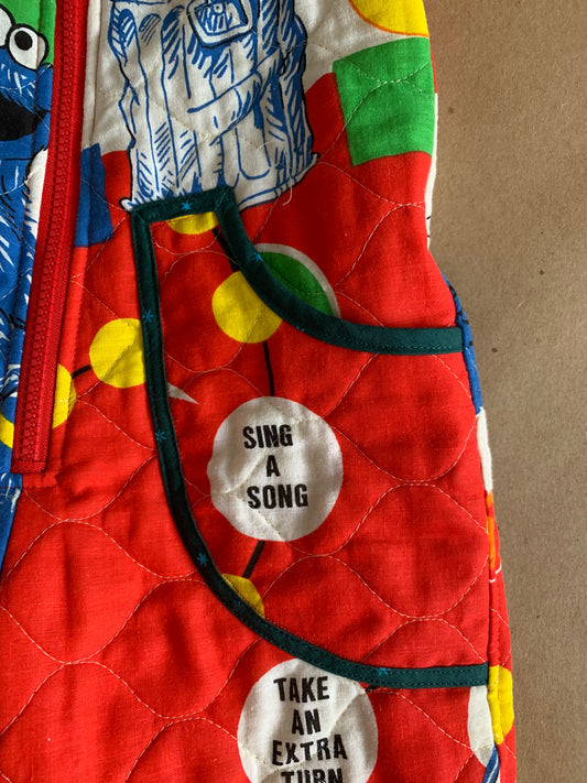 RTS | quilted Sesame Street flood length Ziggy romper | size 2yr