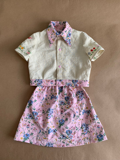 RTS | short sleeve short/jacket and skirt set | 7-8yr