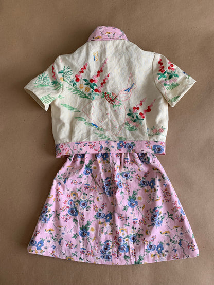 RTS | short sleeve short/jacket and skirt set | 7-8yr