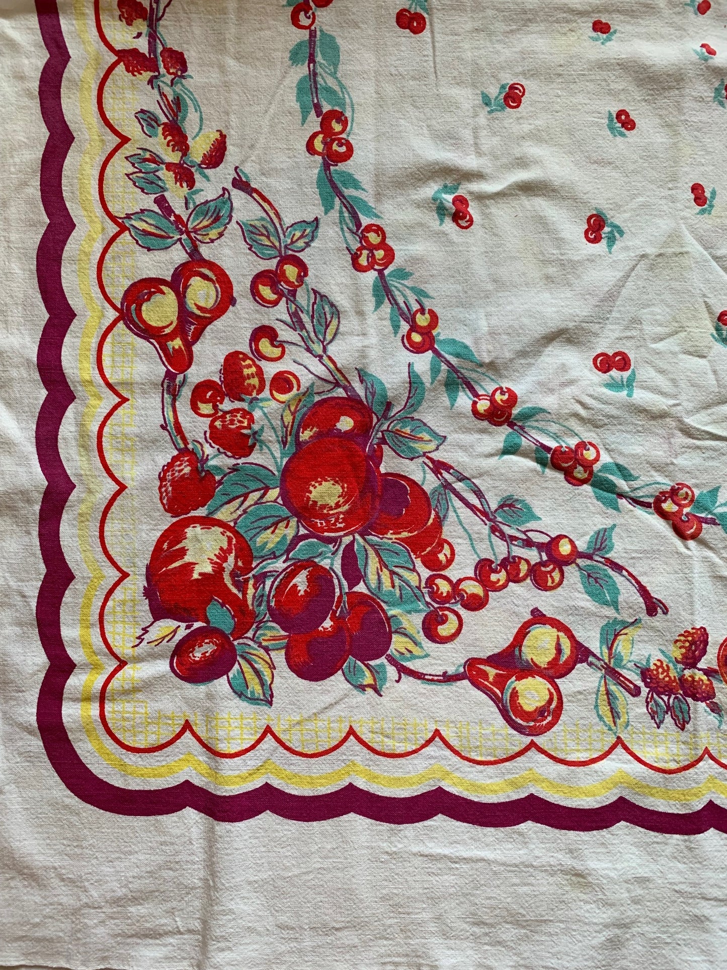 Vintage Strawberry Cotton Tablecloth (2)