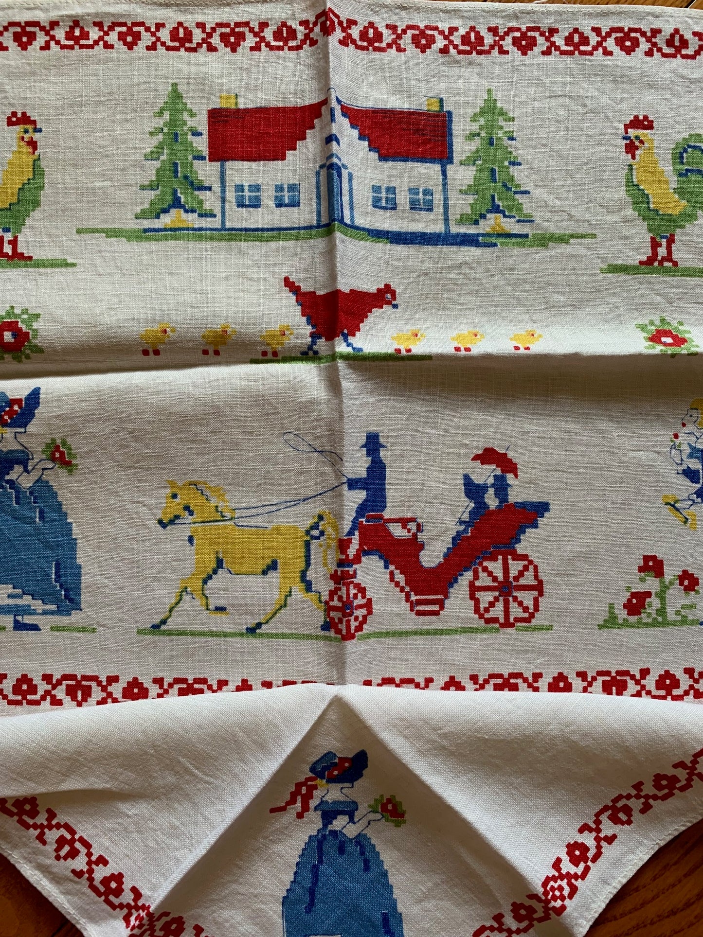 Vintage primary Cotton placemat and napkin