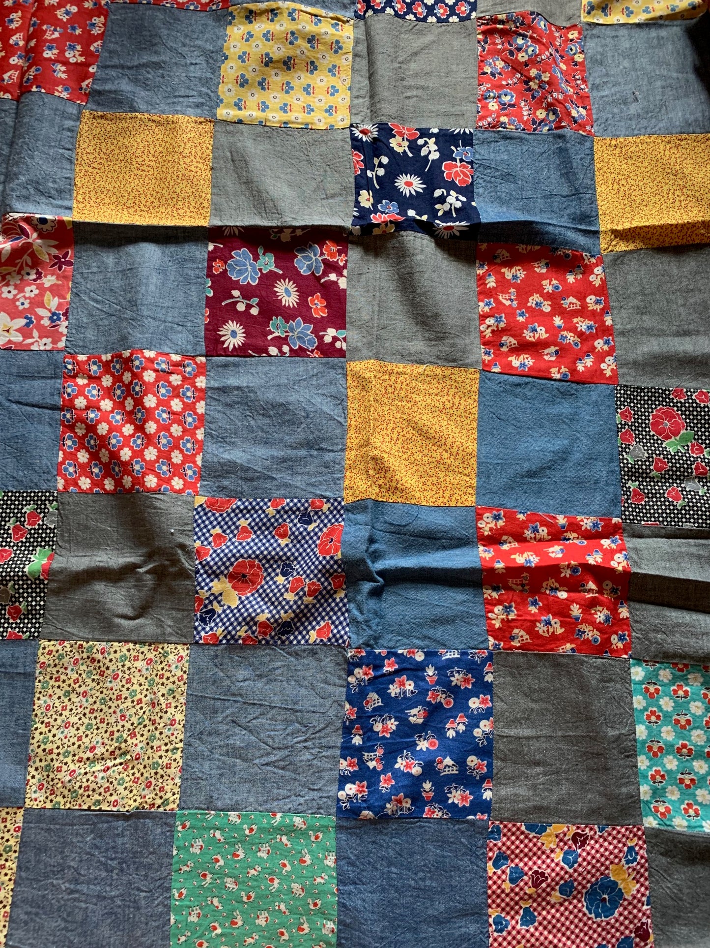 Blue base Quilt top (not backed)
